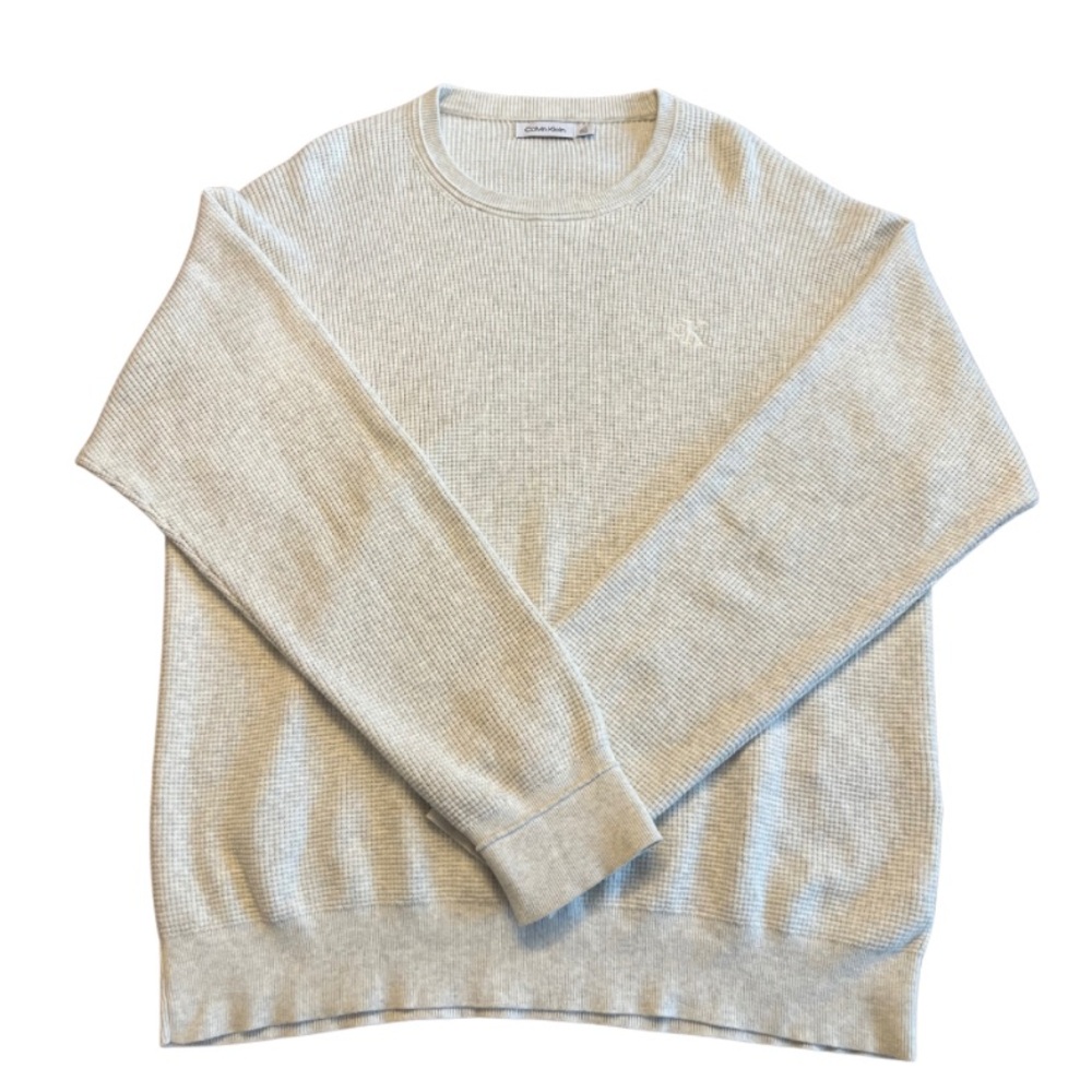 Calvin Klein Cream Crewneck Sweater Soft Knit